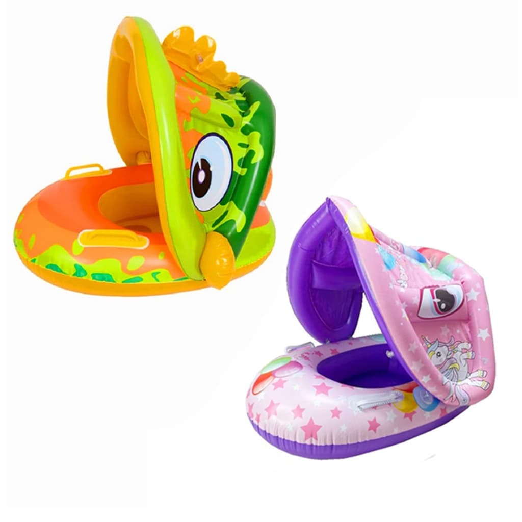 Boia Infantil Com Proteção Solar Cobertura Bote Bebe Piscina