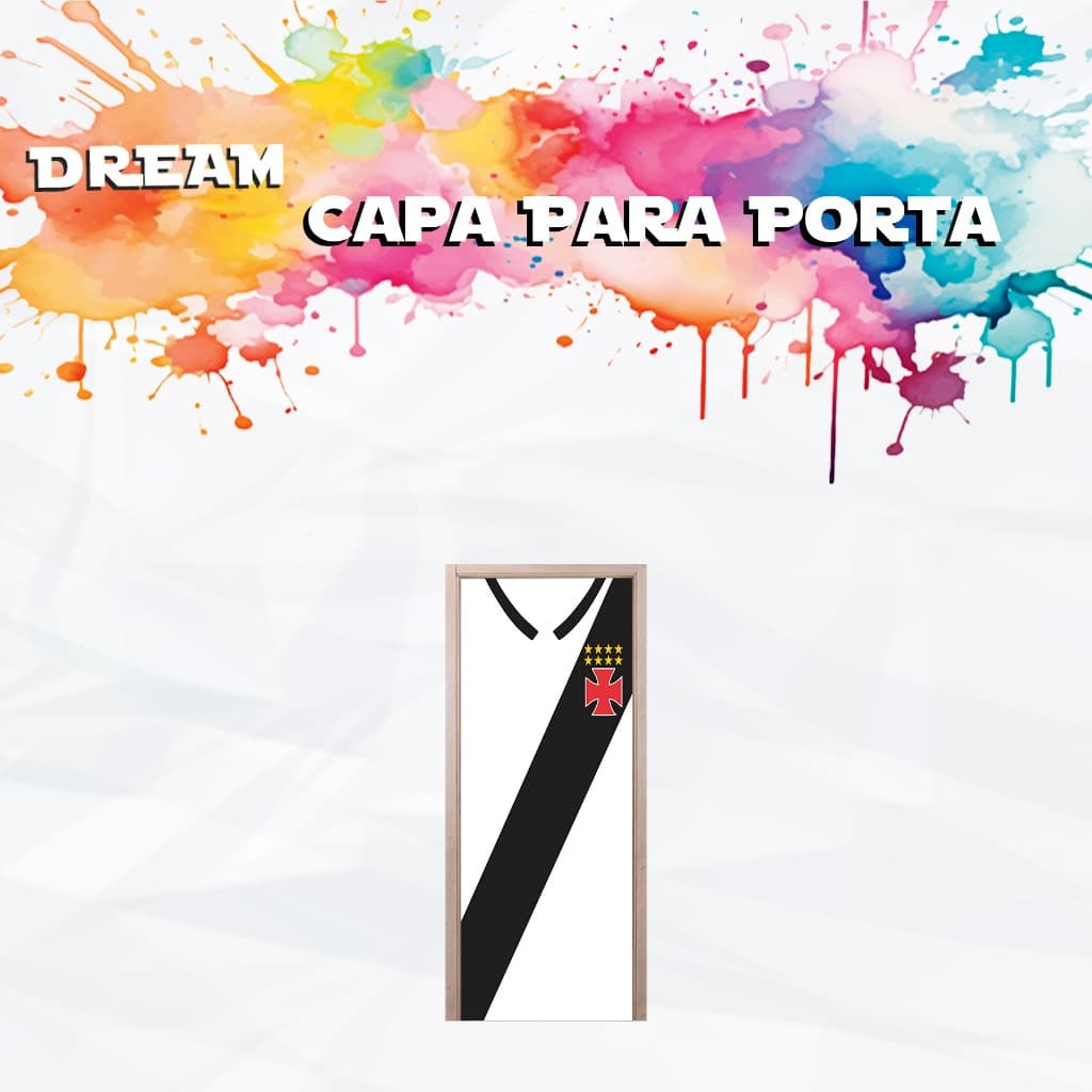 Capa Para Porta Tema Vasco Camisa Time Esporte Decoração Festa Tecido Sublimado