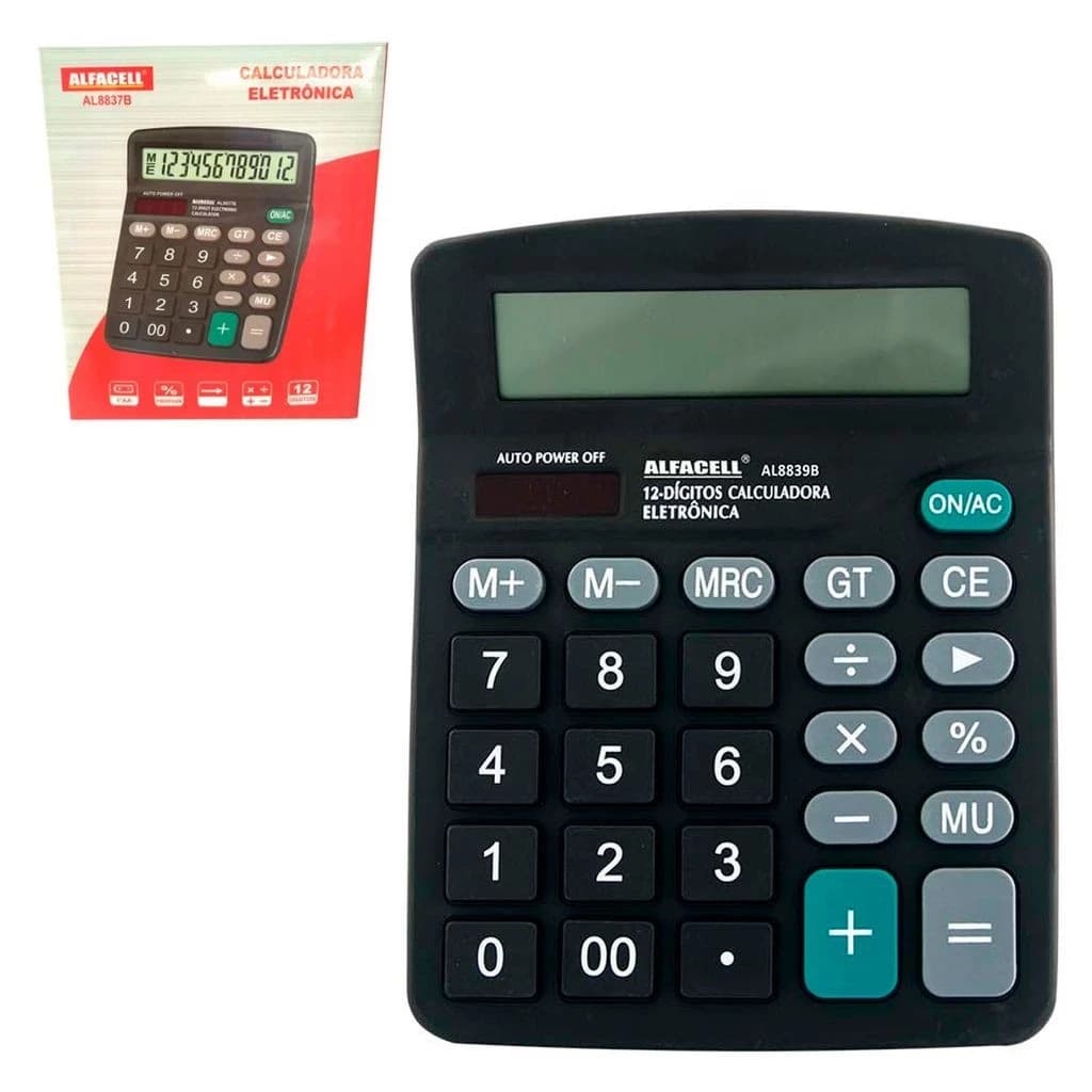 Calculadora Eletrônica de Mesa 12 Dígitos 18x14cm AL8839B