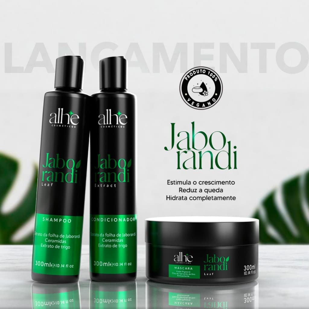KIT CAPILAR ALHE FORTALECINETO JABORANDI ESTIMULA CRESCIMENTO REDUZ QUEDA 3 ITENS