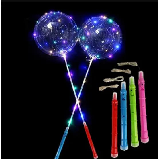 Balão Bubble Transparente Led Festa Gas Hélio Top Kit C/05 Bastão de Led