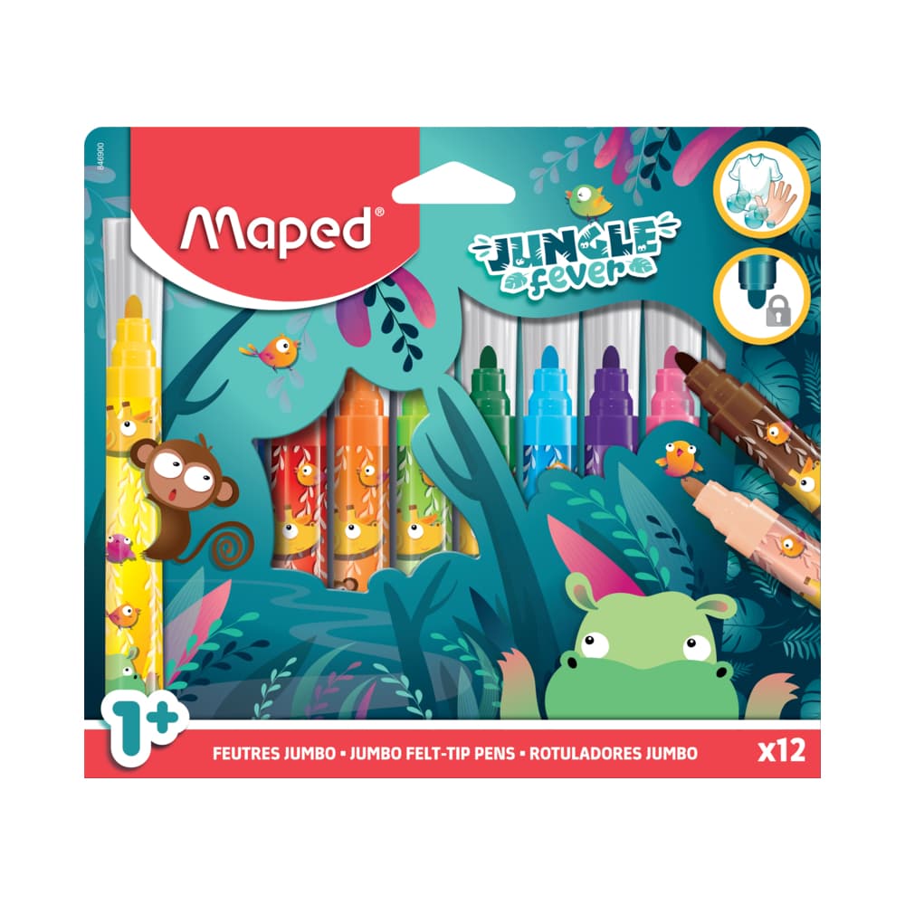 Caneta Hidrográfica Jumbo Jungle Fever 12 Cores – Maped 846900
