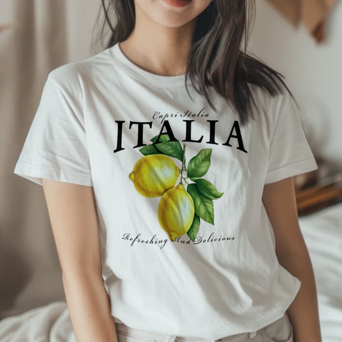 Camiseta Feminina Estampada Italia Limao Tshirt