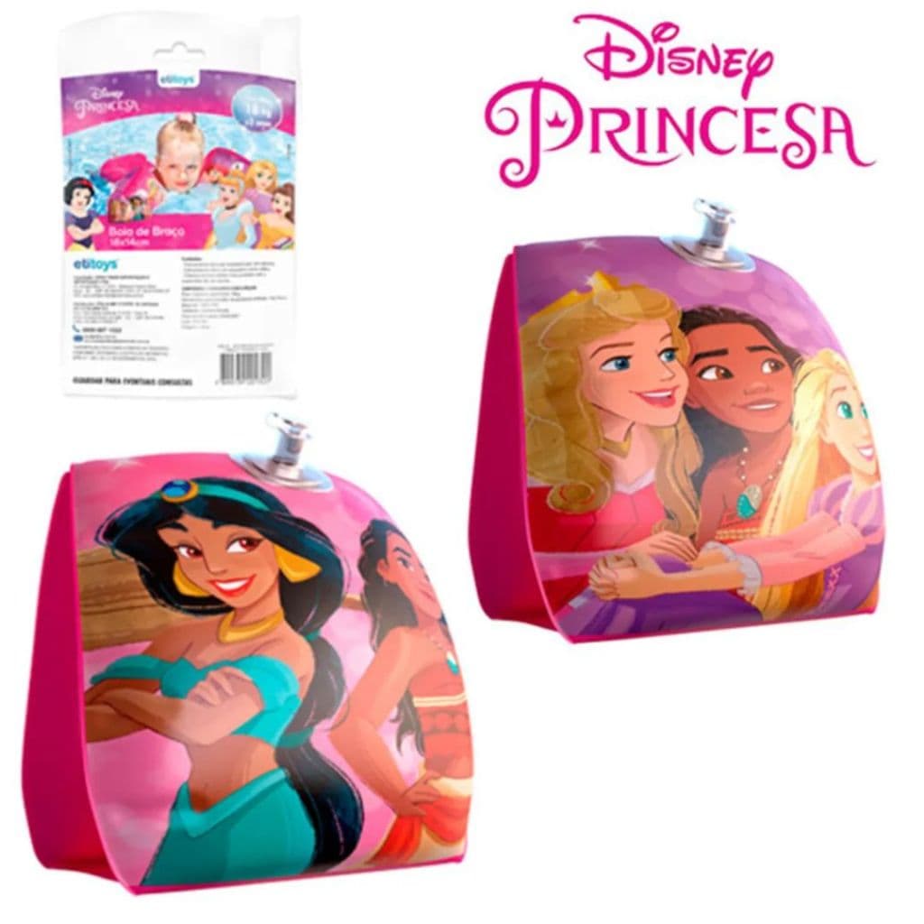 Boia De Braço Inflável Infantil Princesas Da Disney 18X14 CM Para Piscina Praia Verão Estampa Personalizada Para Meninas