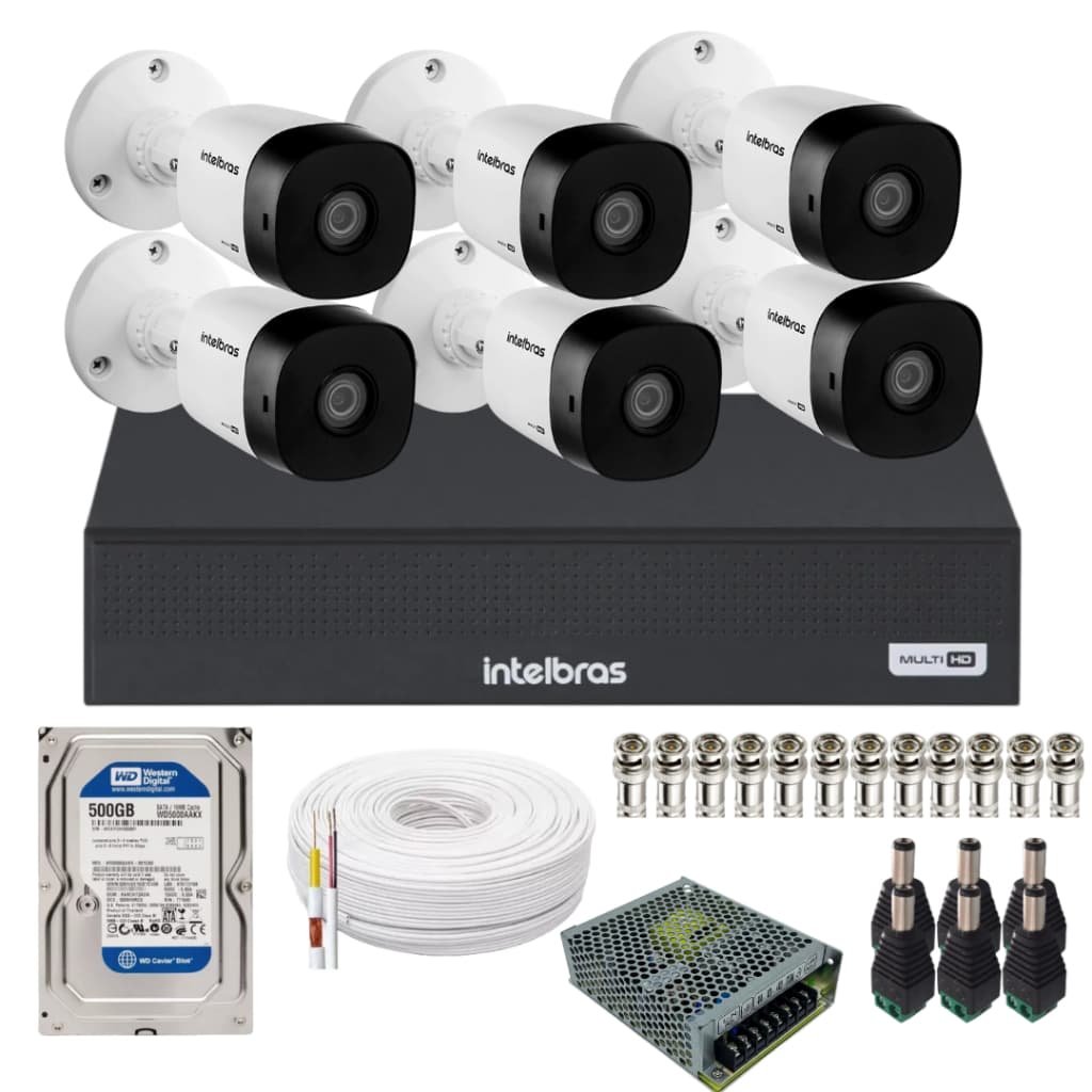 Kit 6 Câmeras Intelbras Vhl 1220b Full Hd Dvr De 8ch 1108-c