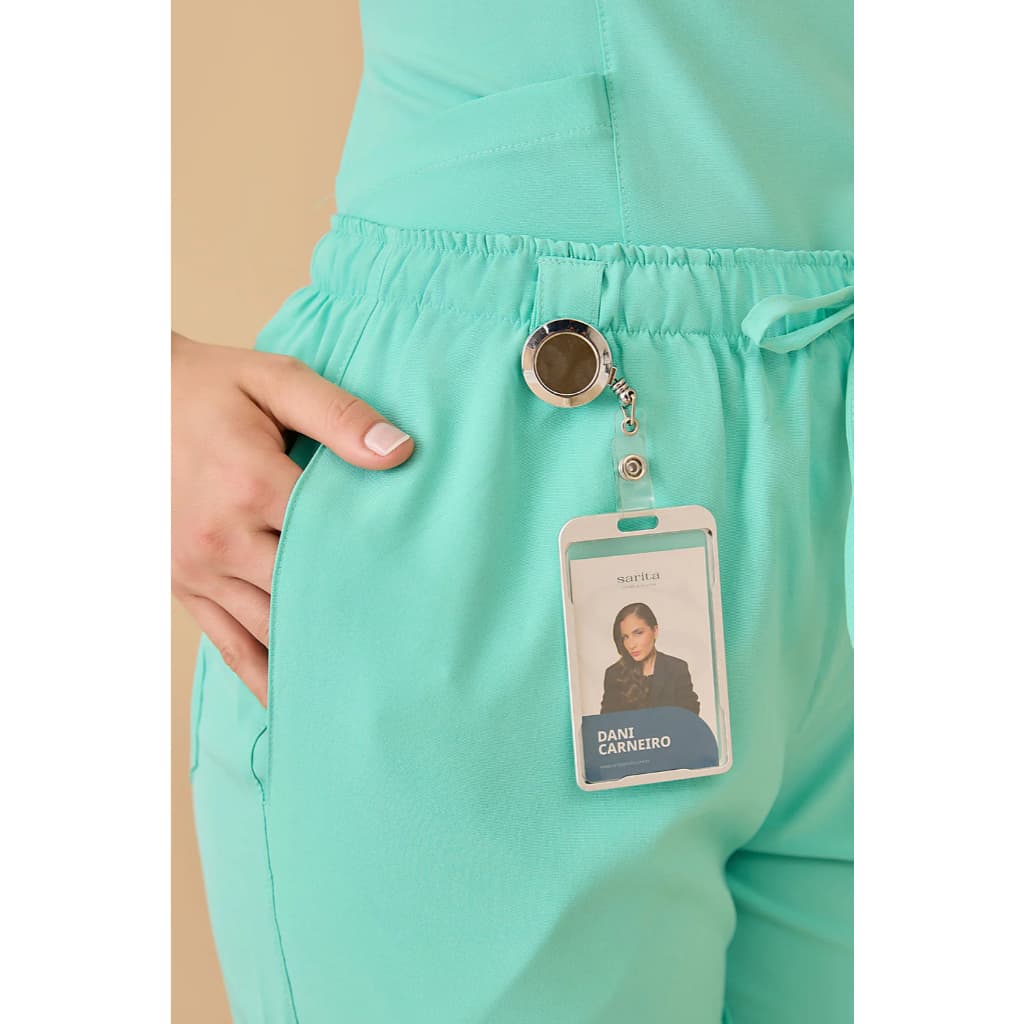 Scrub Feminino Acinturado - Julia Premium - Pijama Cirúrgico Hospitalar Verde Claro