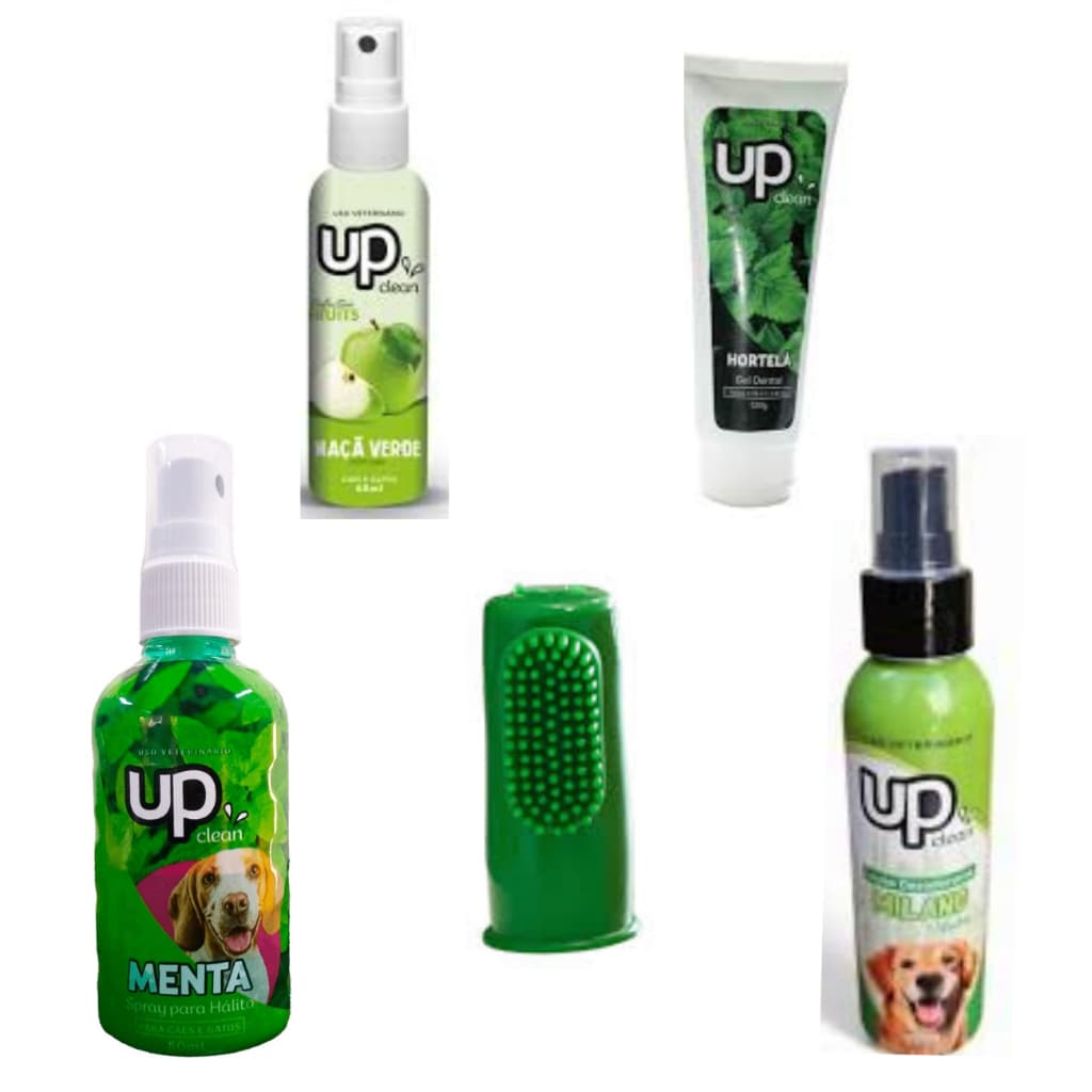 kit loção desodorante + gel dendel hortelã + perfume maça verde + spray  menta de brinde dedeira UP