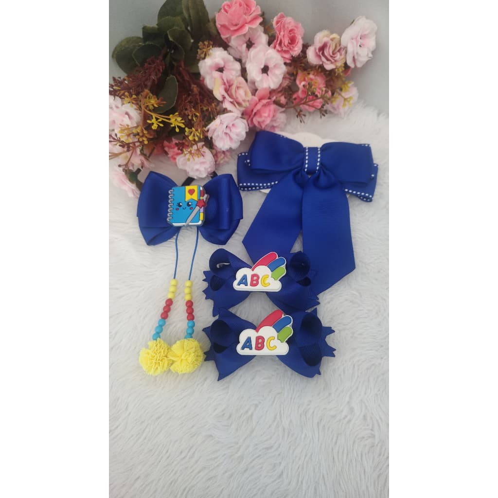kit laço escolar azul caneta laço escolar parzinho escolar xuxinha escolar