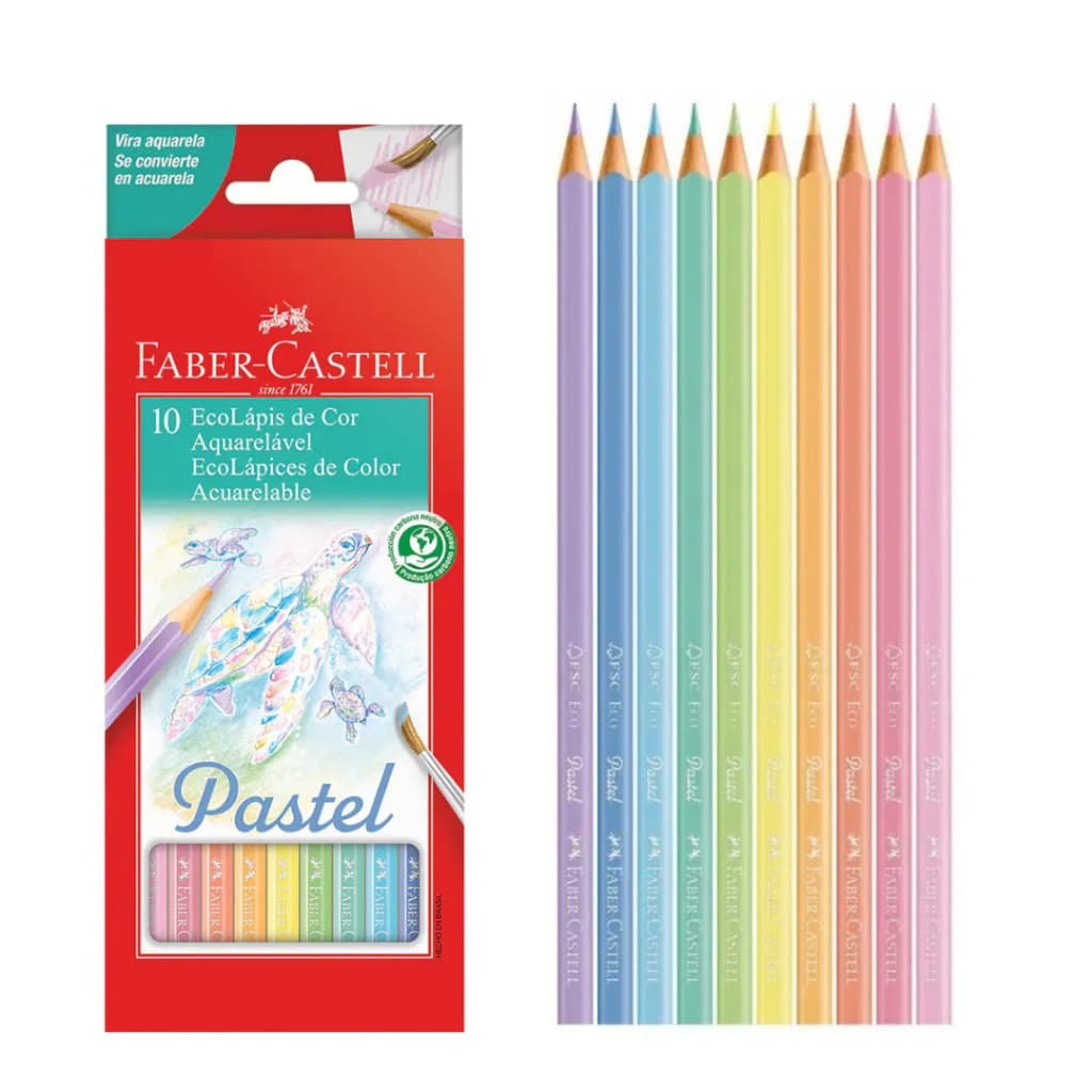 Ecolápis de Cor Aquarelável  Tons Pastéis - FABER-CASTELL -  10 Cores