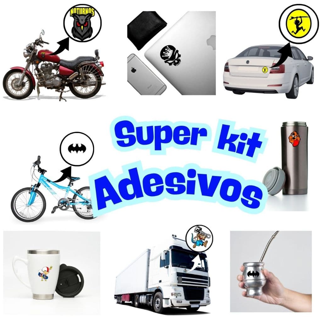 Kit 40 Adesivos Bike Carro Moto Capacete Grau Metralha 244