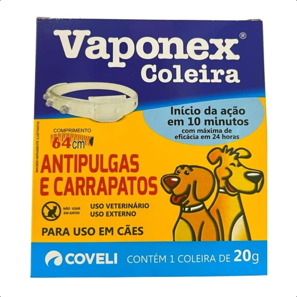 Coleira Antipulgas Carrapatos Para Cachorro Cães Vaponex 64cm Coveli Original Pet Ajustável