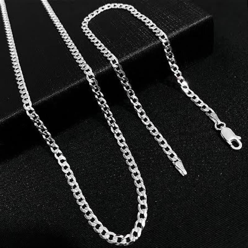 CORRENTE DE PRATA NACIONAL 70CM GRAVAÇÃO 925 3MM (MISTA) elo duplo grumet Cartier