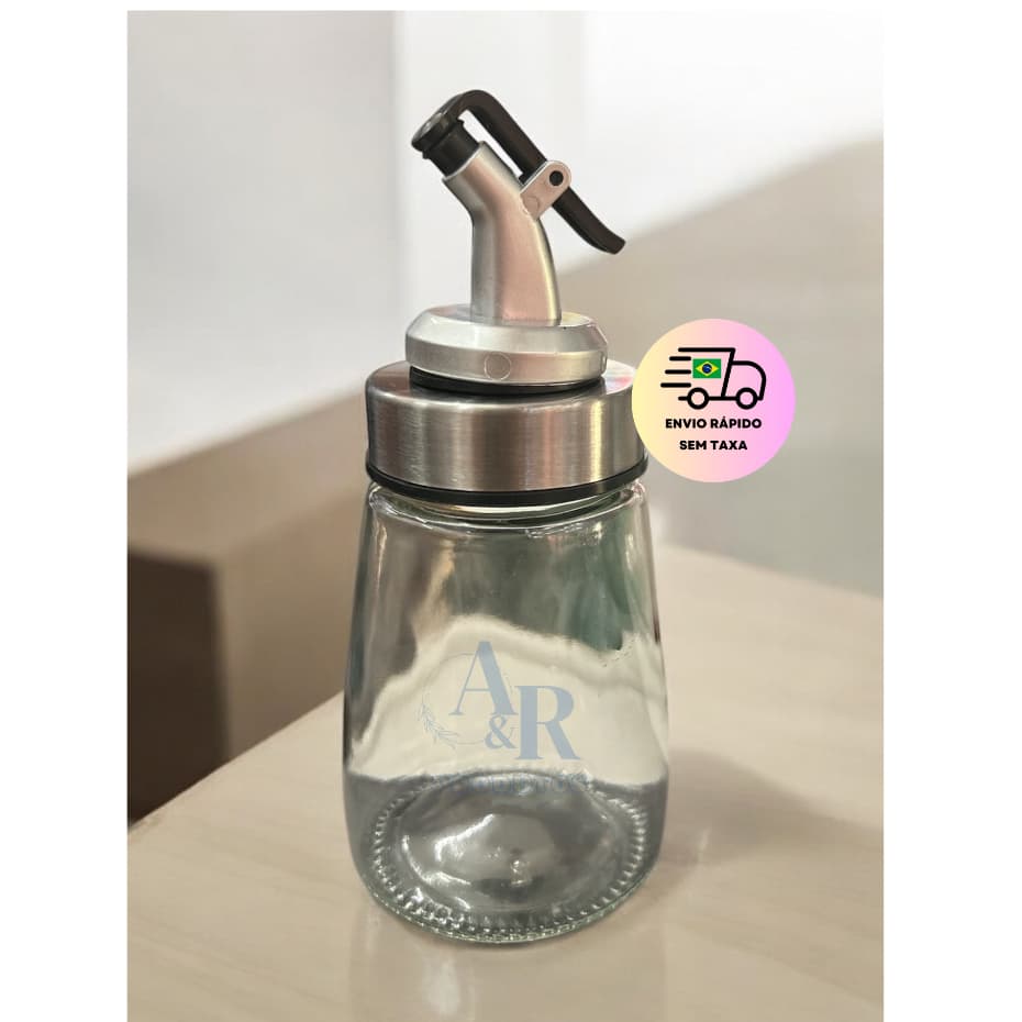 Kit Dispenser com Dosador de Vidro 160ml Garrafa Azeite Vinagre