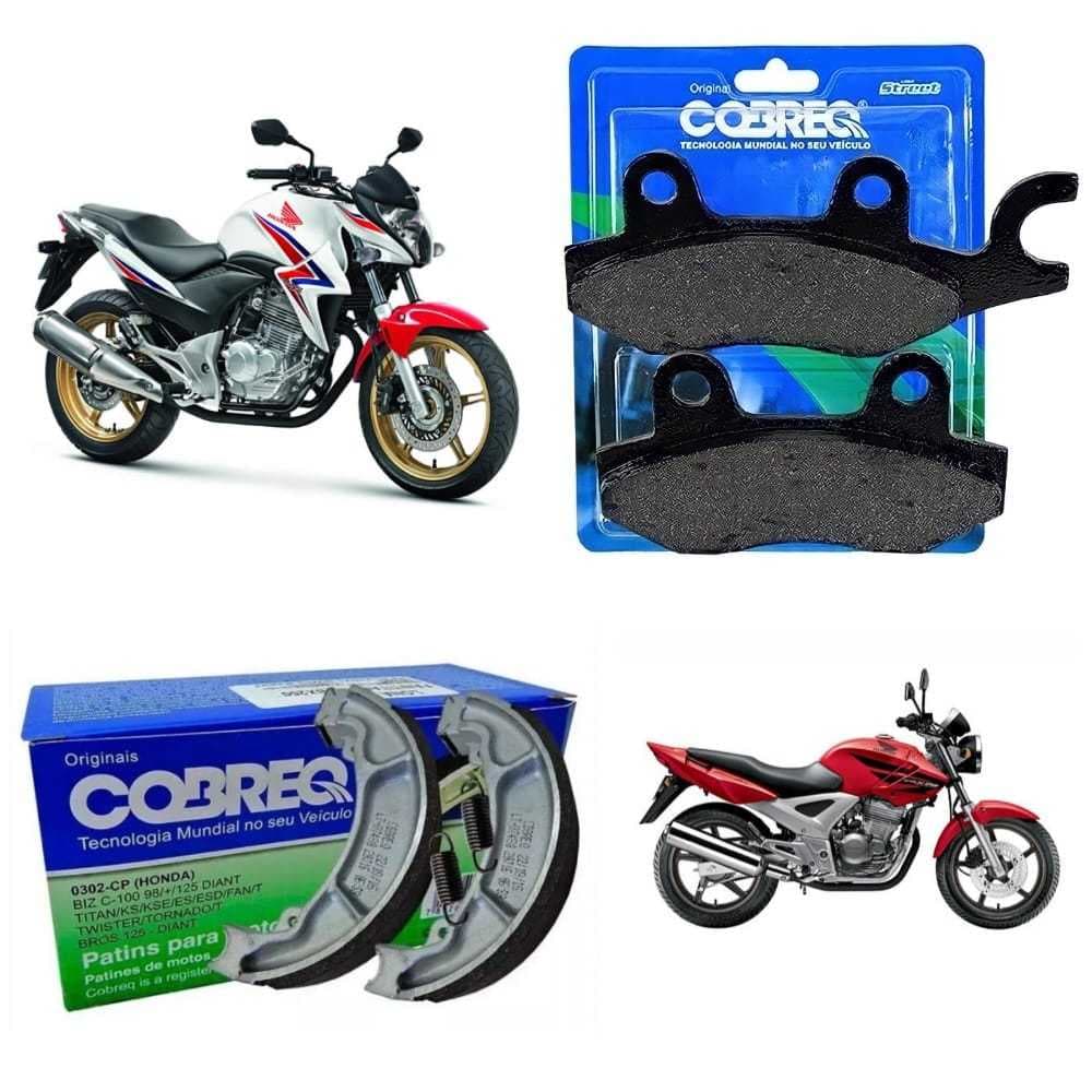 Kit Original Cobreq Lona Tras + Pastilha Diant - Honda Twister 250 2001 a 2008 - Cb300 2009 a 2015