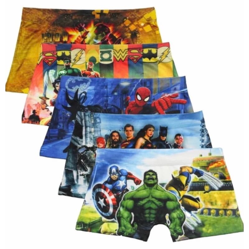 Kit 5 Cuecas Infantil Sublimada Boxer Desenho Personagem Box Roupa Menino Cuequinha Criança