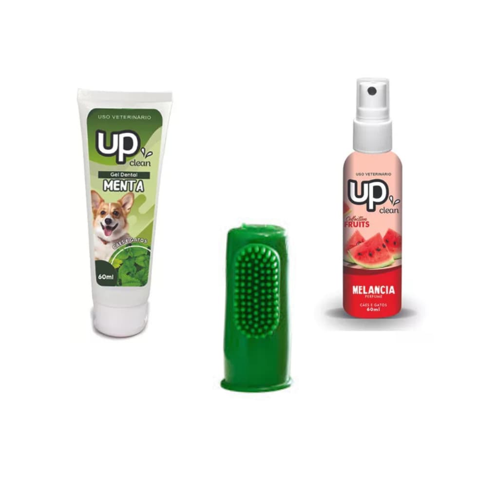 kit gel dental menta + perfume melancia + brinde dedeira dental