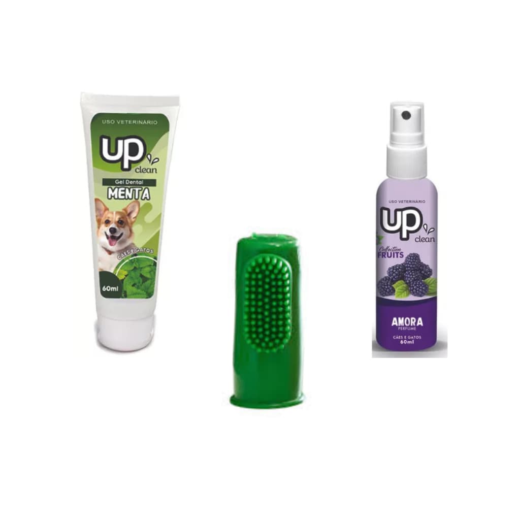 kit gel dental menta + perfume amora + brinde dedeira dental