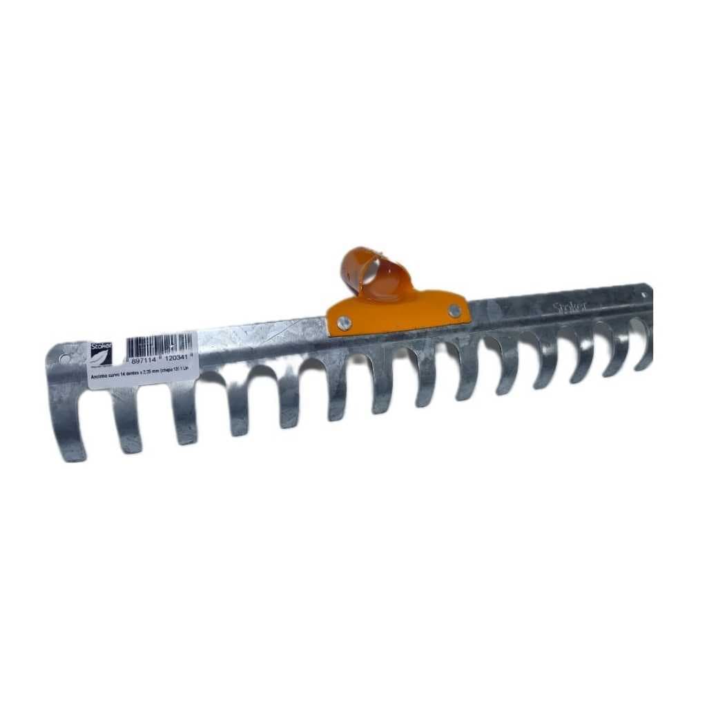 Rastelo Ancinho Curvo 14 Dentes Aço S/ Cabo