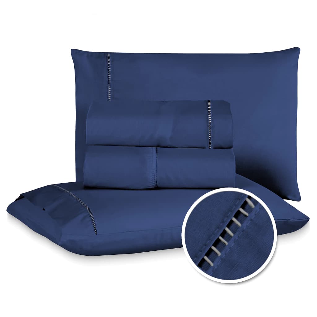 Jogo De Lençol Cama Casal Padrão 4 Peças Micropercal 400 Fios Ponto Palito Toque Aveludado