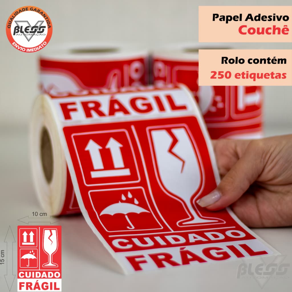 250 Etiqueta 100x150 Cuidado Frágil