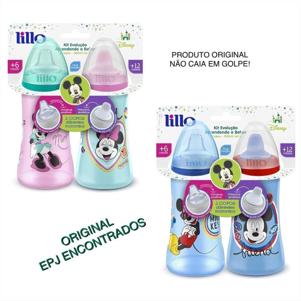 Copo Infantil 2Un Colors Bico De Silicone e Tpe Disney Mickey, Minnie - Lillo