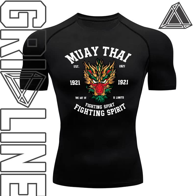 Camiseta Compressão Academia Treino‎ Muay Mask Dragon Style Gym