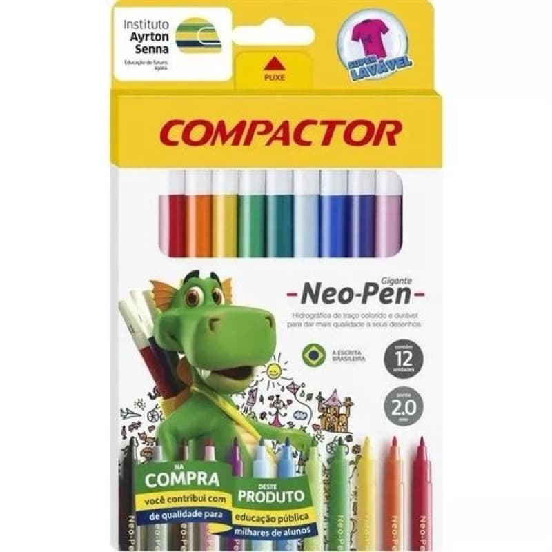 Caneta Hidrografica Neo-Pen Gigante 12 Cores - Compactor