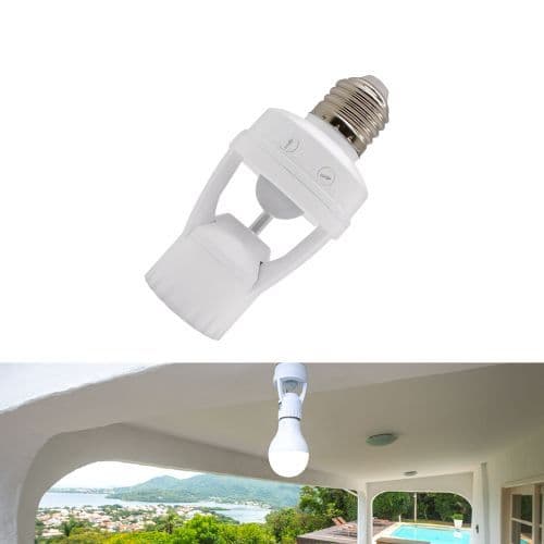 Sensor de Presença Soquete E27 Iluminação Detecção 360º Controle Inteligente Automação Lampada Comum