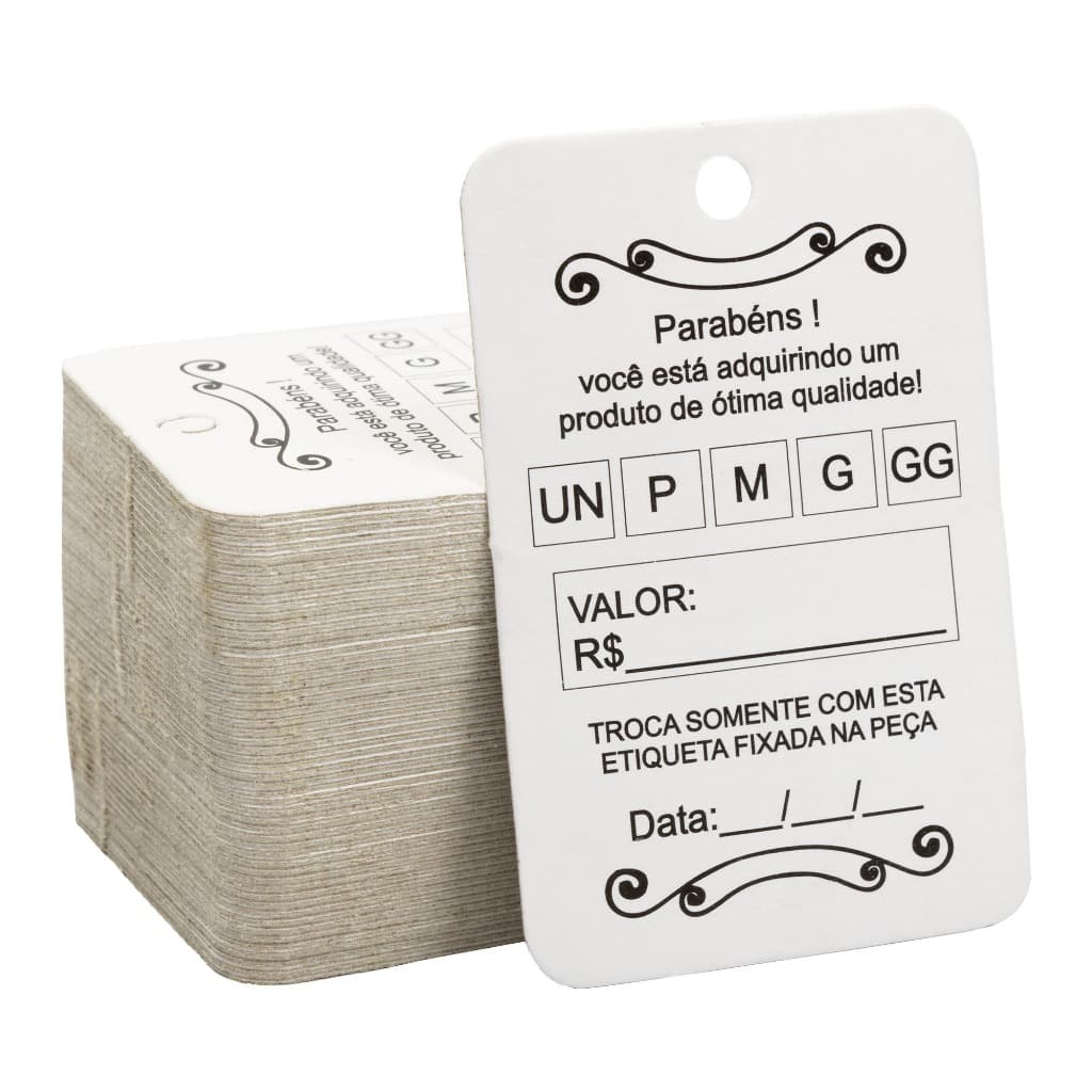 200 Unidades Cartela Tag Antiga de papel para roupas