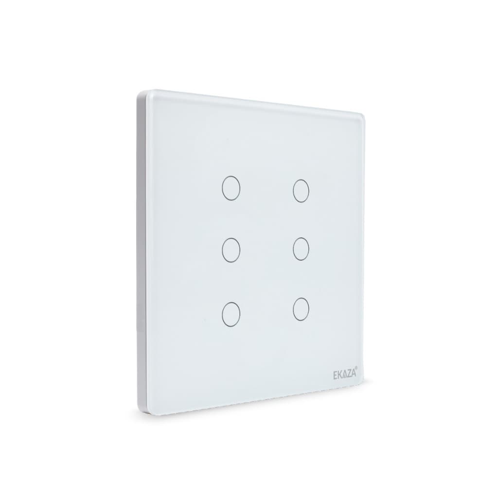 Ekaza Interruptor Inteligente Branco Preto WiFi 4x4 vidro 2.5d 6 botão Touch Alexa Google home