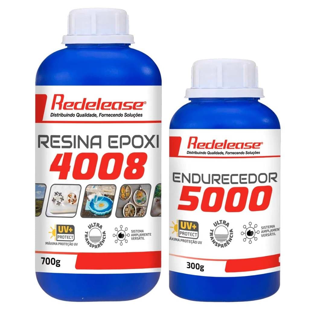 Resina Epoxi 4008 Baixa Viscosidade ULTRA TRANSPARENTE e Proteção UV Com Endurecedor Redelease (01 Kg)