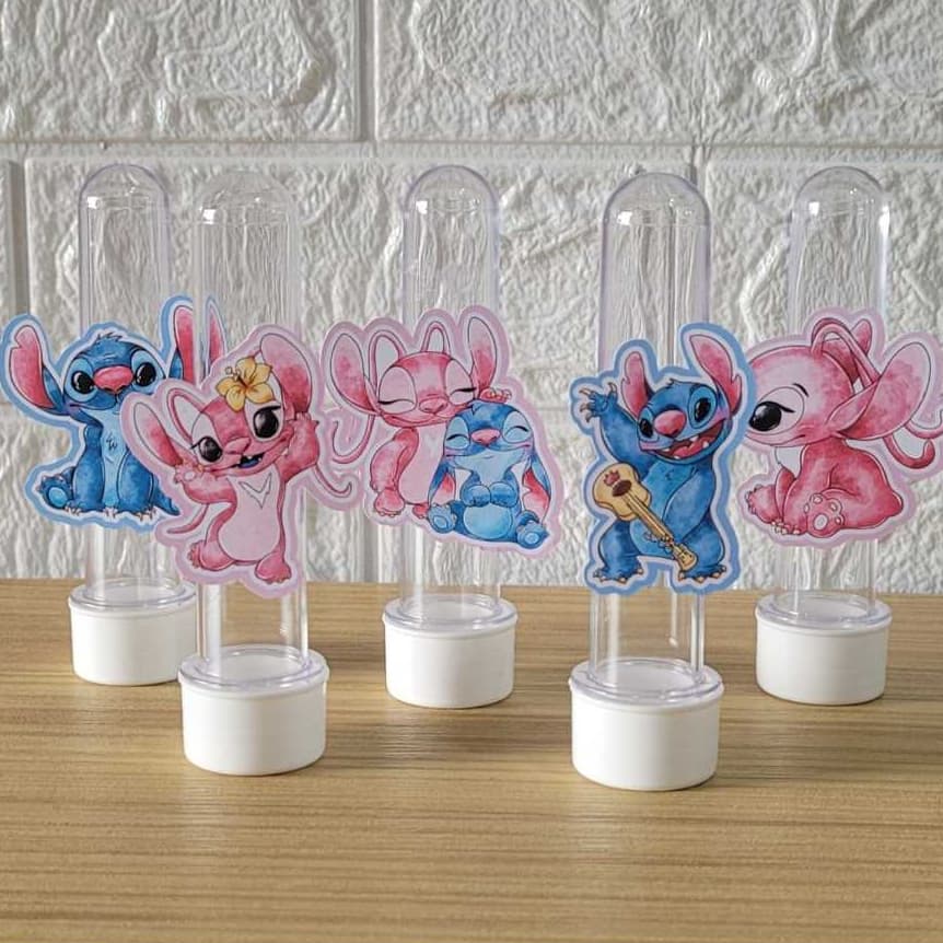 Apliques para Tubete Stitch e Angel Aquarela - Festa Infantil - Lembrancinhas  Tags, NÃO É ADESIVO.