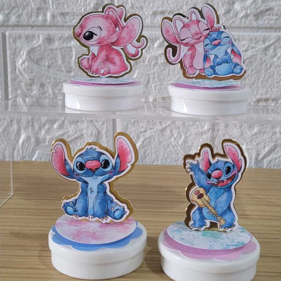 Aplique 3D para latinha Stitch e Angel - Festa Infantil - Lembrancinhas Personalizadas.