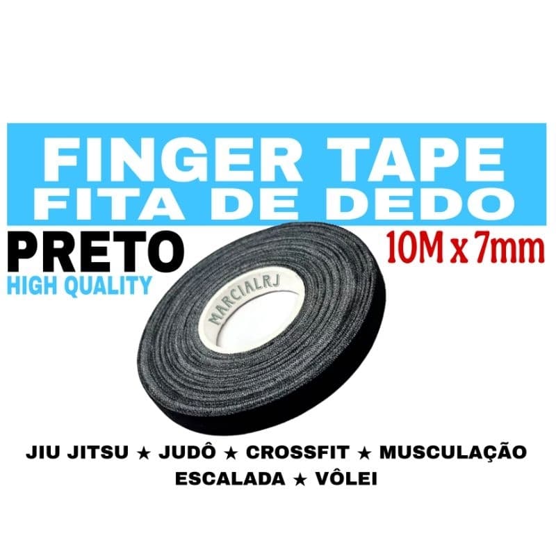 FINGER TAPE BJJ PRETO, FITA DE DEDO - 1 ROLO 10 METROS x 7mm. JIU JITSU, JUDÔ Bandagem de dedo
