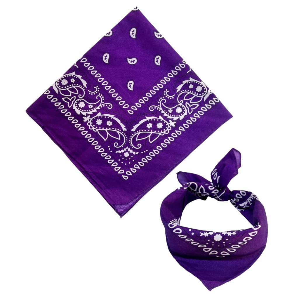 Bandana Roxa Violeta Lenço Cor Roxo Estampado Moda Rock Máscara