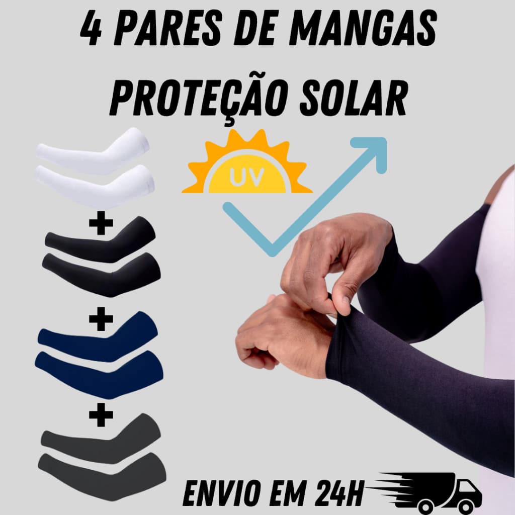 4 pares de Manguito Vôlei Proteção Solar Manguito