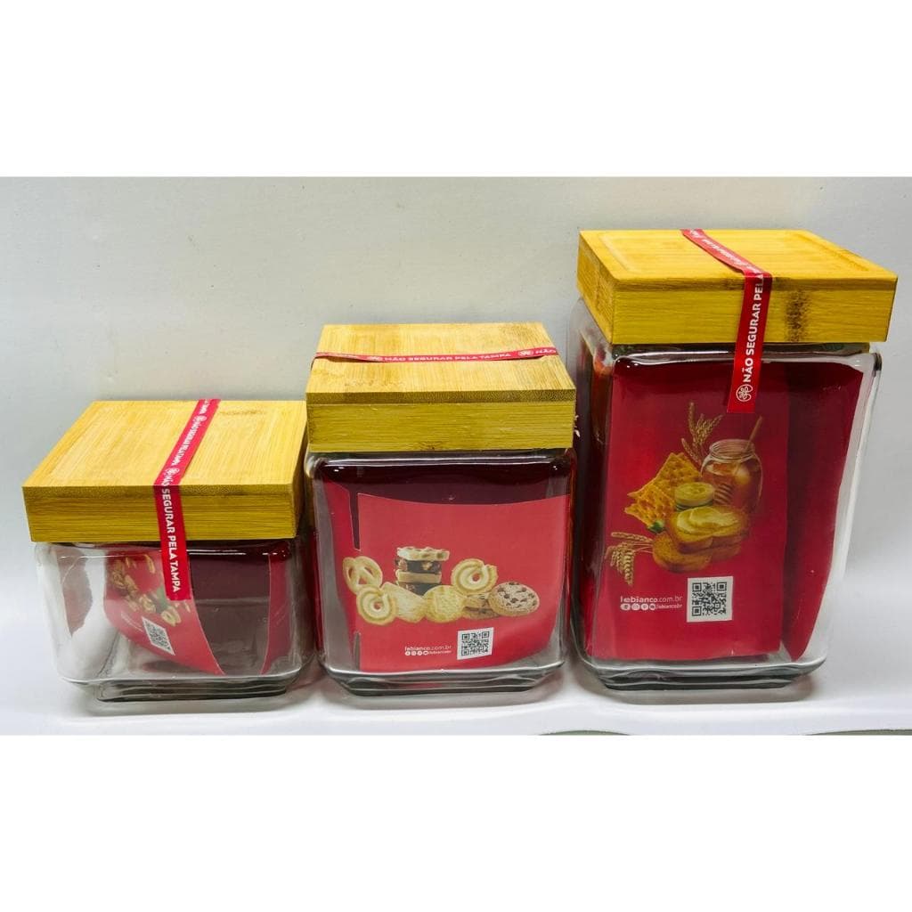 Potes de vidro Com Tampa De Bambu hermético Cozinha promoção porta mantimentos