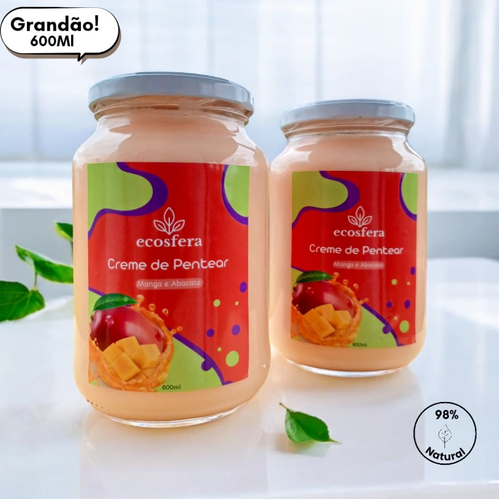 Creme de Pentear, Finalizador - Manga e Abacate  - Vegano - 600ML Cacheadas e Lisas