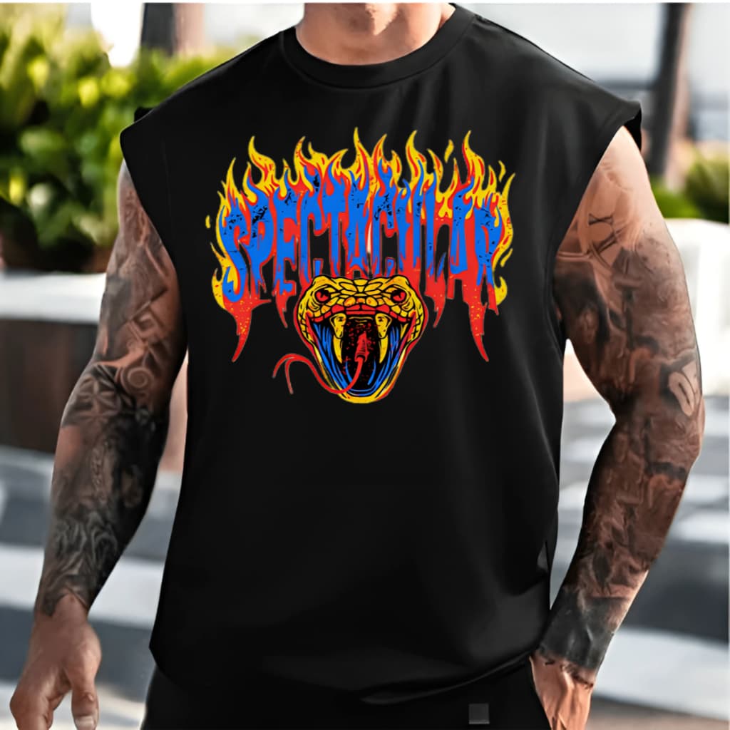 Camisa Camiseta Regata Manchão Sem Manga Masculina Serpente Estilo Academia Gym Maromba Academia Moda masculina Algodão