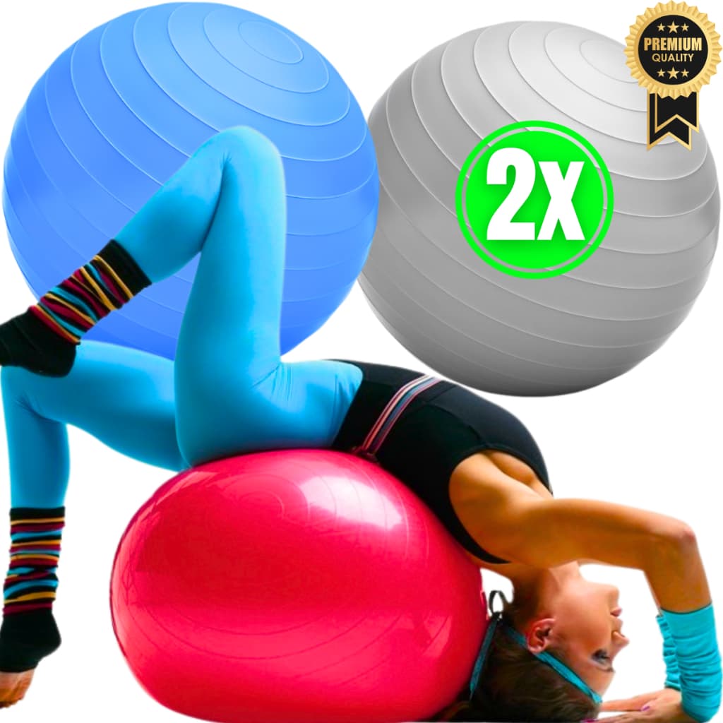 Kit 2 Bola de Pilates Suiça Yoga Fisioterapia Ginástica 45cm 150kg