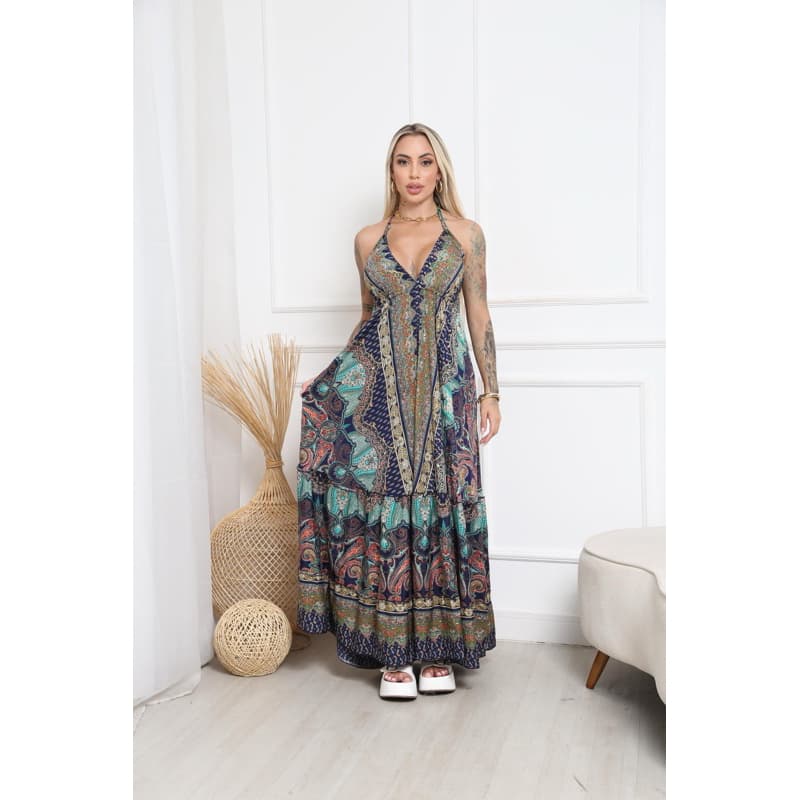 vestido longo frente única