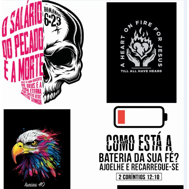 7 Estampas DTF Gospel Cristã alta resolucao para camiseta *pode-se aplicar com ferro de passar