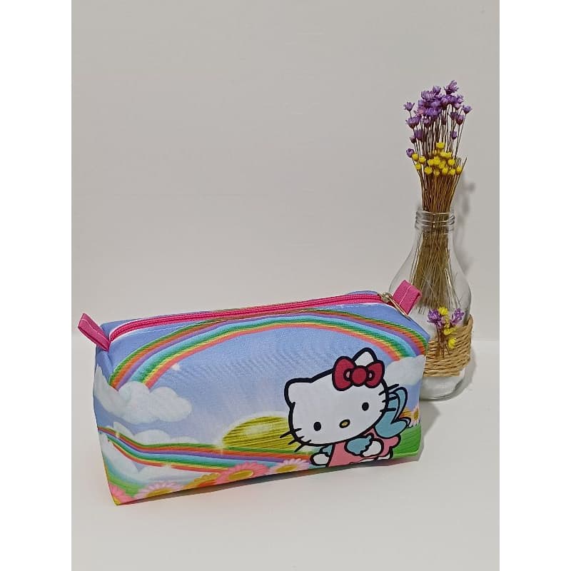 Estojo Escolar Necessaire Multiuso Personagens Hello kitty arco íris