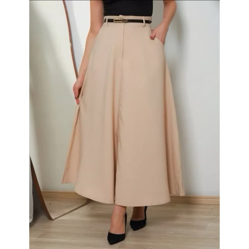 Saia Longa Feminina Alfaiataria Moda Evangélica Casual Básica Inverno Cintura Alta