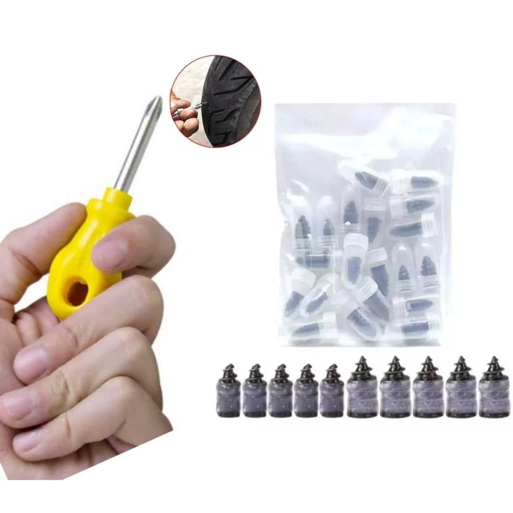 KIT 10 Parafusos Para Reparo Rápido de Pneu Furado