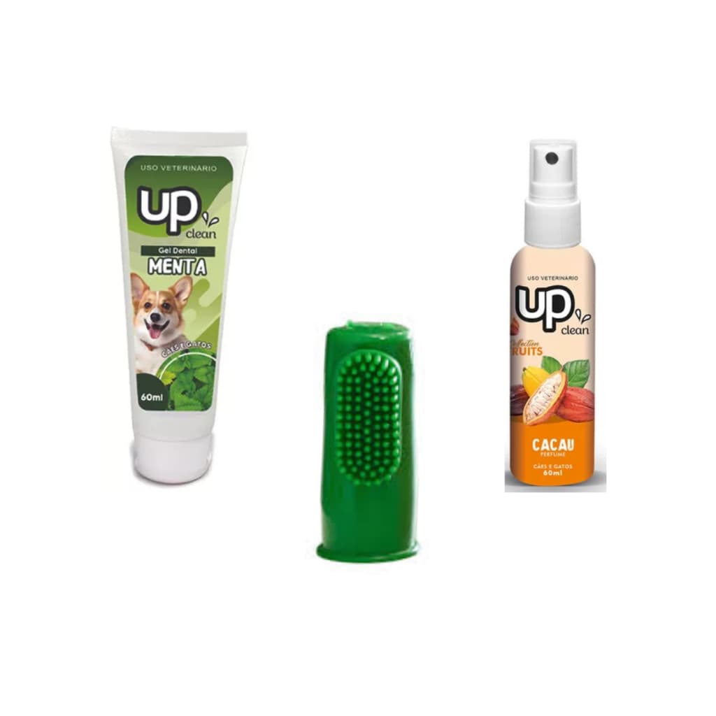 kit gel dental menta + perfume cacau + dedeira dental