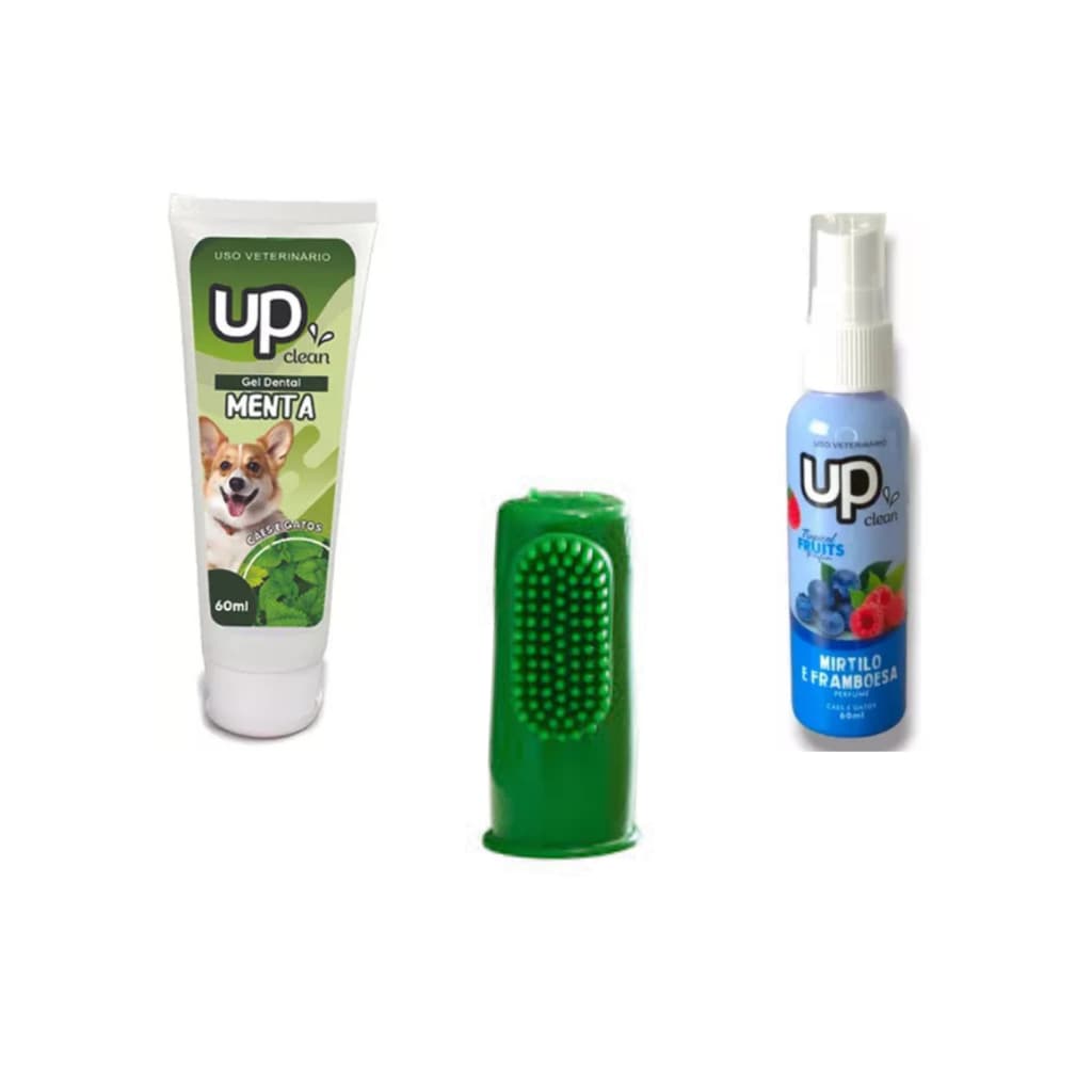 kit gel dental menta + perfume mirtilo + brinde dedeira dental