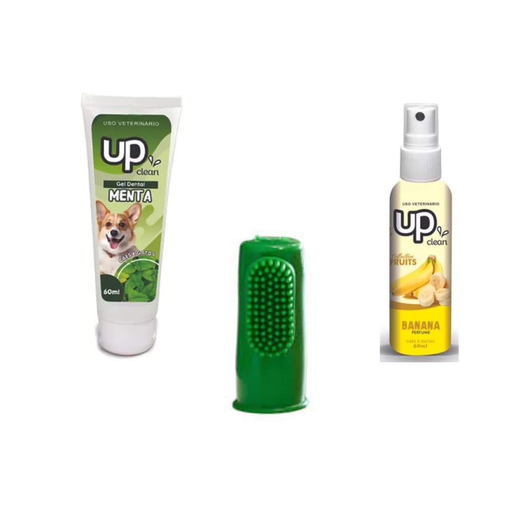 kit gel dental menta + perfume banana + brinde dedeira dental