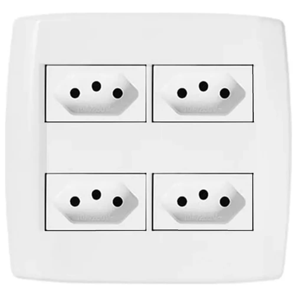 Tomada Modular 4x4 Pluzie 4 Tomadas 10a Branca Pluzie 2p+t