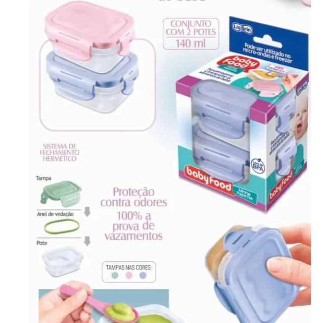 Lig Brin Kit 2 Pote Hermético 140ml Kids Food Meu Lanchinho
